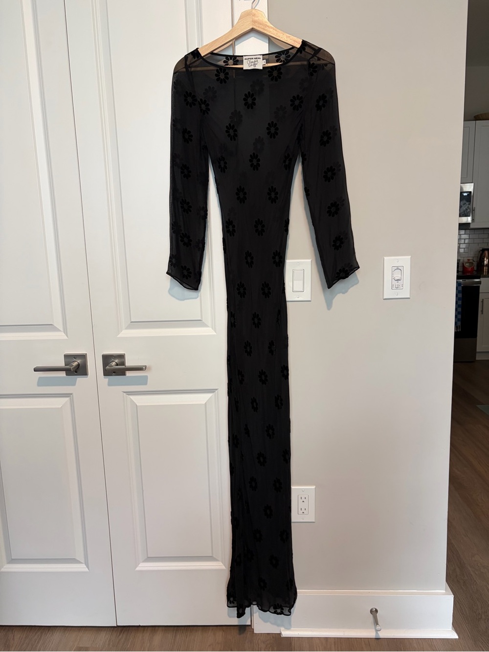 Black Floral Mesh Maxi Dress